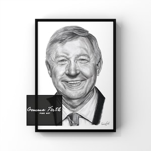 Sir Alex Ferguson inspiriert Bleistift Zeichnung Druck