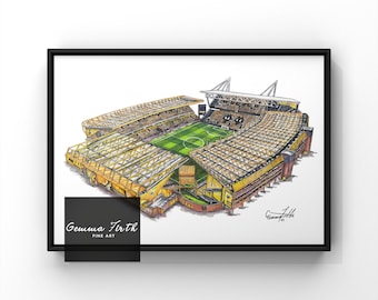 Drawing of Molineux Stadium Wolves themed drawing | Football Prints | Birthday Gift | Football Decor | A4 A5 A3 Football Print