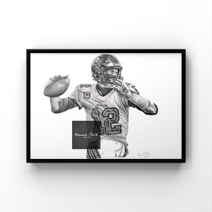 Zeichnung von Tom Brady print A4 Original Kunstwerk American Football | Fußball Poster | Geburtstagsgeschenk | Fußball Dekor | Weihnachtsgeschenk |
