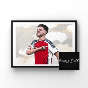 Declan Rice A4/A5/A3 Print Illustration Original Artwork | Football Prints | Birthday Gift | Football Decor | Christmas Gift | Gooners Gifts