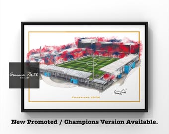Zeichnung von York Community Stadium thematische Zeichnung | Fußball Poster | York Meister | Fußball Dekor | A4 A5 A3 Fußball Print