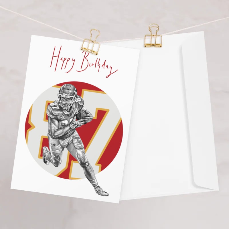 Travis Kelce Pencil Drawing Birthday Card A5 Size Handmade HAMMER CARD
