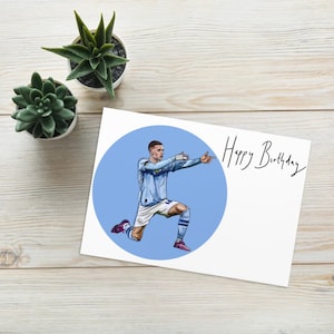 Phil Foden Digitale Zeichnung Geburtstagskarte A5 Größe Handgemachte HAMMERKARTE