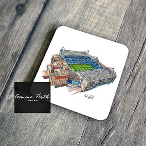 Stamford Bridge Stadium Inspired Drawing Coaster Handmade Hand Drawn Design | Football Coaster | Football Stadium Gift | Football Decor