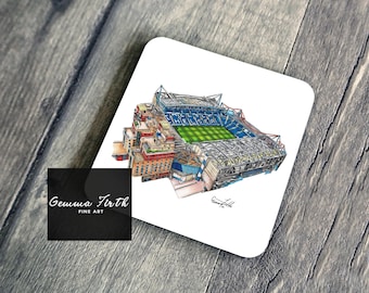 Posavasos inspirado en el estadio Stamford Bridge, diseño hecho a mano, diseño dibujado a mano, posavasos de fútbol, regalo de estadio de fútbol, decoración de fútbol