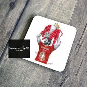 Alisson Becker Champions 24/25 Coaster The Reds Fan gift Hand Drawn Design