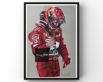 Colour Pencil Drawing of Schumacher A5,A4,A3 UNFRAMED PRINT