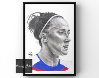 Lucy Bronze inspirierte Druck Bleistift Zeichnung Original Kunstwerk Fußballer Zeichnung Löwinnen, Frauen-EM, Frauenfussball, Chels Fan Geschenk