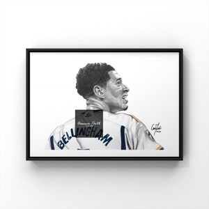 Jude Bellingham Inspired Drawing print A4 Original Artwork | Football Prints | Birthday Gift | Football Decor | Christmas Gifts |