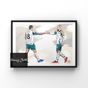 Tekening van Bruno Guimarães en Tonali A4 A5 A3 print potloodtekening | Voetbalafdrukken | Verjaardagscadeau | Voetbaldecoratie |