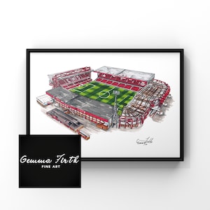 The City Ground themed drawing | Football Prints | Birthday Gift | Football Decor | A4 A5 A3 Football Print | Forest Fan Gift