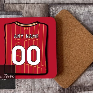 Personalised LPool Reds themed Coaster Customisable Original hand drawn Artwork 24/25 | Football Gifts | Christmas Gift | Birthday Gift