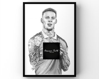 Antony A4 A3 A5 Print Pencil Drawing Original Artwork footballer drawing