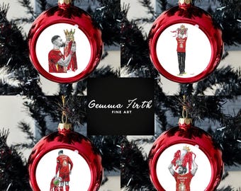 Liverpool Pencil Portraits Champions Christmas Baubles Handmade