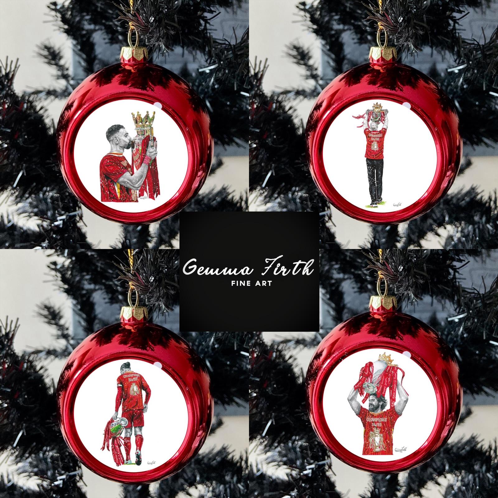 リバプール鉛筆肖像画チャンピオンクリスマスオーナメント手作り 