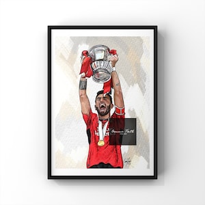 Drawing Of Bruno Fernandes Inspired Drawing print A4 Original Artwork | Football Prints | Birthday Gift | Football Decor | Christmas Gifts |