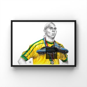 Bleistift Zeichnung von Brasilien Rolando R9 Inspiriert Bleistift Zeichnung Druck A4 A5 A3 Original Kunst Bleistift Zeichnung | Fußball Poster | Fußball Dekor |