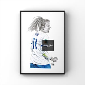 Lauren Hemp Druck Bleistift Zeichnung Original Kunstwerk Fußballer Zeichnung Löwinnen