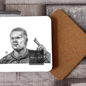 Erling Haaland Zeichnung Coaster Design MCFC inspirierte Zeichnung