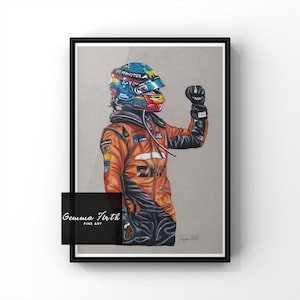 Farbe Bleistift Zeichnung von Oscar Piastri A4 A5 A3 UNGERAHMT DRUCK | F1 Druck | Formel 1 Geschenk | F1 Poster | Rennsport Dekor