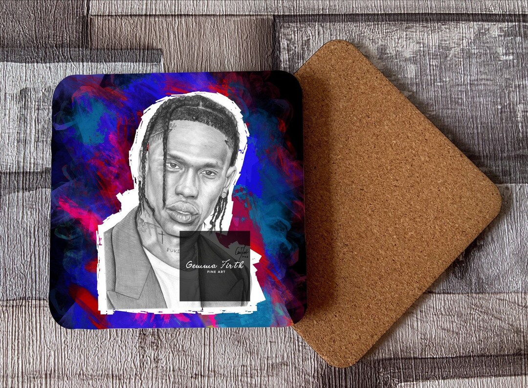 Famous Singer Drawing Travis Music Inspired Coaster Rapper Original ...