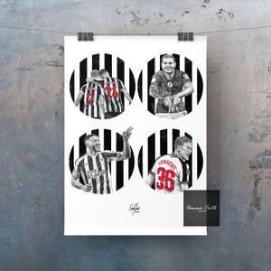 Limited Edition Newcastle inspirierte Fußball Zeichnungen Druck A3 Collage Bleistift Zeichnungen Original Kunstwerk