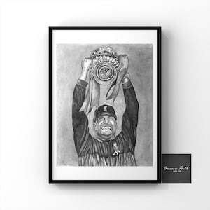 Jurgen Klopp drawing Cup winning design Liverpool themed art | Football Prints | Birthday Gift | Football Decor | Christmas Gifts |