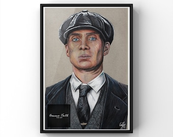Dibujo de Cillian Murphy como Tommy Shelby inspirado en el dibujo a lápiz de color Impresión A4 Impresión sin marco
