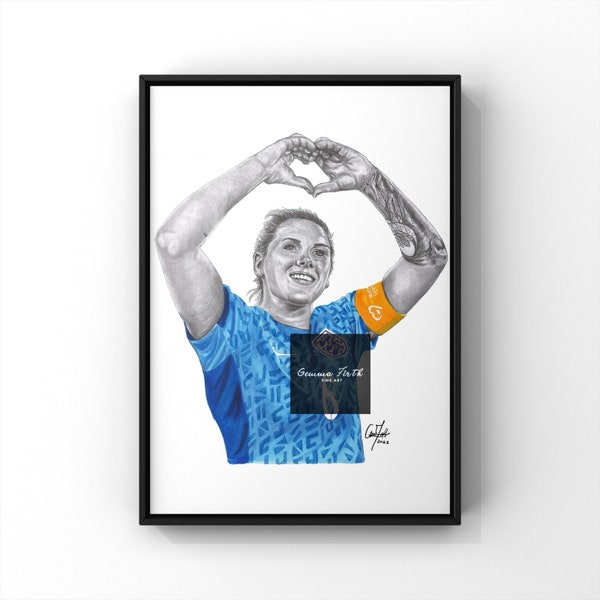 Millie Bright inspired Print Pencil Drawing Original Artwork footballer drawing Lionesses