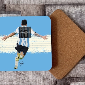 Messi themed Coaster Original Digital Drawing Handmade Argentina themed