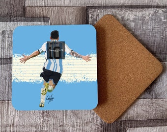 Messi themed Coaster Original Digital Drawing Handmade Argentina themed