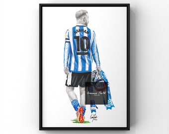 バリー・バナンにインスパイアされた鉛筆画 A4 画 SWFC をテーマにした画 | フットボール プリント | 誕生日プレゼント | フットボール デコレーション | クリスマス プレゼント |