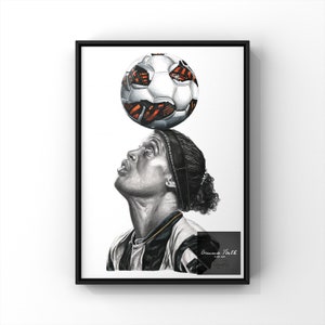 Brasilien Rolandinho inspiriert Bleistiftzeichnung Druck A4 A5 A3 Bleistift | Fußball Poster | Geburtstagsgeschenk | Fußball Dekor | Weihnachtsgeschenke |