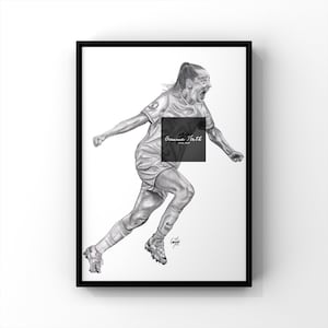 Dibujo a lápiz de Ella Toone, obra de arte original, dibujo de fútbol femenino, póster de fútbol femenino impreso