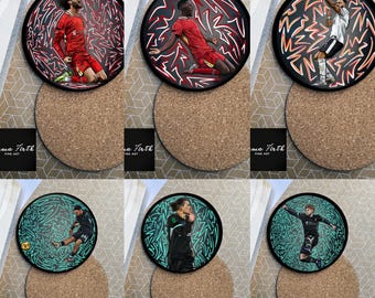 The Reds Football Coasters Round Coaster design inspired Drawing | Football Gifts | Christmas Gift | Birthday Gift
