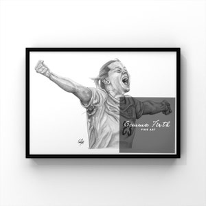 Alessia Russo-potloodtekening Origineel kunstwerk damesvoetbalkunstwerk