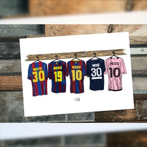 Messi Themed Career Dressing Room Kit Print Hand Illustrated Design