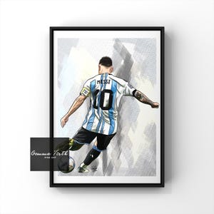 Drawing Of Messi Inspired illustration print Original Artwork | Football Prints | Birthday Gift | Football Decor | Soccer |
