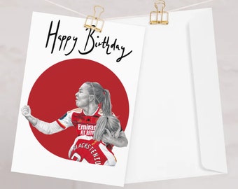 Katie McCabe and Stina Blackstenius Pencil Drawing Birthday Card A5 Size Handmade HAMMER CARD