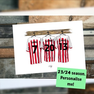 Kit de vestuario personalizado con temática de Sunderland, impresión 23/24, diseño ilustrado a mano