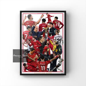 Este es el póster de fútbol número 20 de la Champions 24/25, impresión A5, A4, A3, regalo para fanáticos del Liverpool.