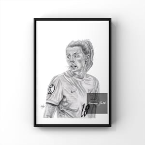 Löwinnen Fußball Druck A4 Chloe Kelly Buntstift-Zeichnung Originale Kunst