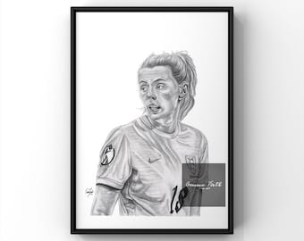 Chloe Kelly dessin au crayon impression oeuvre d'art originale football féminin