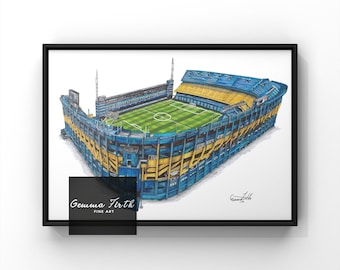 Drawing of La Bombonera Boca Juniors themed drawing | Football Prints | Birthday Gift | Football Decor | A4 A5 A3 Football Print |