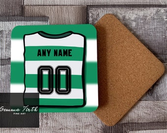 Personalised Celtic themed Coaster Customisable Original hand drawn Artwork 24/25 | Football Gifts | Christmas Gift | Birthday Gift