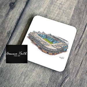 Coventry Arena Stadium Inspired Drawing Coaster Handmade Hand Drawn Design | Football Coaster | Football Stadium Gift | Football Decor