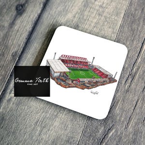 Oakwell Stadium Inspired Drawing Coaster Handmade Hand Drawn Design | Football Coaster | Football Stadium Gift | Football Decor