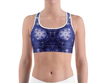 Workout Sports Bra: Vibrant Geometric High Impact Support for Active Yoga & Running