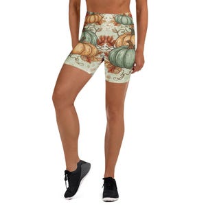 Yogashorts med hög midja för kvinnor, pumpamönster med arv, träningskläder för hösten