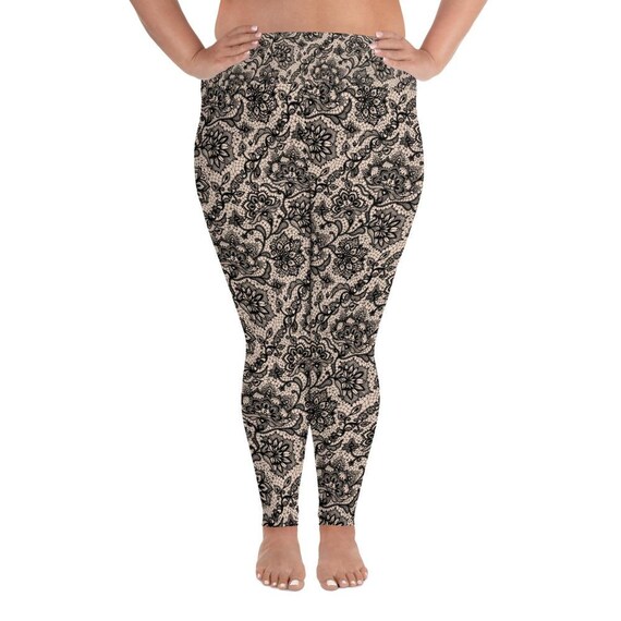 Black Faux Lace Plus Size Leggings Canada